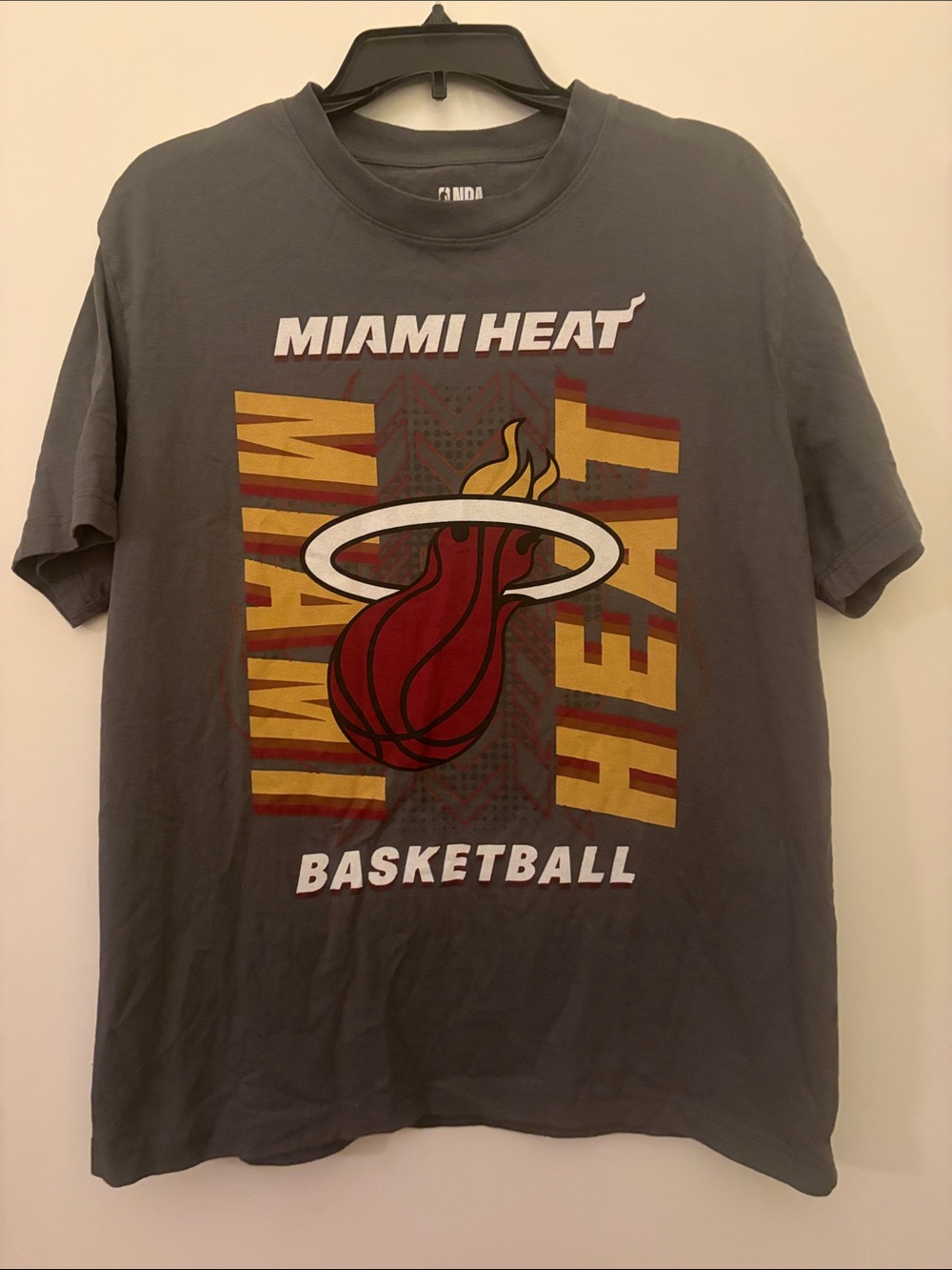 NBA Miami Heat Gray Tee with Red & Gold Logo